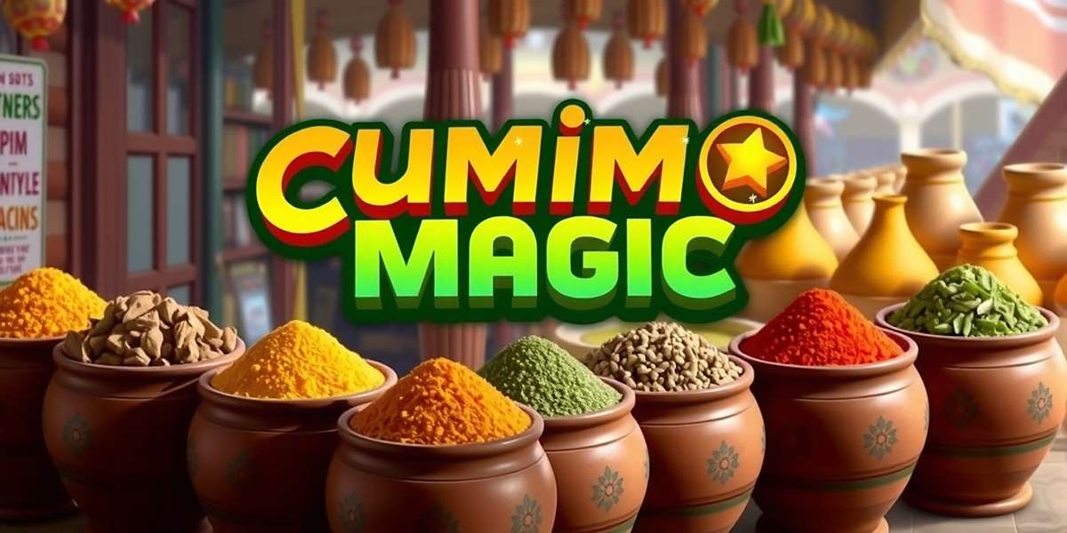 Cumin Magic Official Game Cover Cumin Magic game cover showing colorful Indian spices in traditional clay pots with a bustling market background